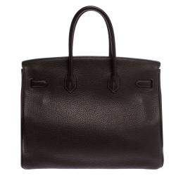 Hermes Ebene Togo Leather Palladium Hardware Birkin 35 Bag