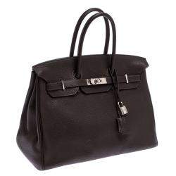 Hermes Ebene Togo Leather Palladium Hardware Birkin 35 Bag