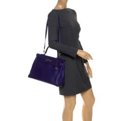 Pre Owned Hermes Ultraviolet Clemence Leather Palladium Hardware Kelly Retourne 35 Bag