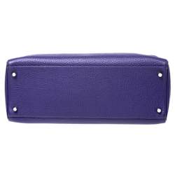Pre Owned Hermes Ultraviolet Clemence Leather Palladium Hardware Kelly Retourne 35 Bag