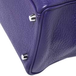 Pre Owned Hermes Ultraviolet Clemence Leather Palladium Hardware Kelly Retourne 35 Bag