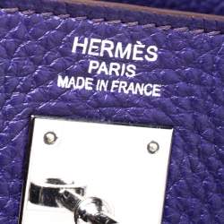 Pre Owned Hermes Ultraviolet Clemence Leather Palladium Hardware Kelly Retourne 35 Bag