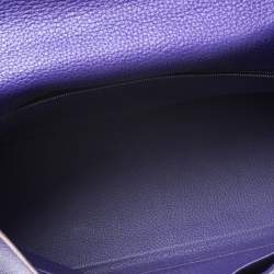 Pre Owned Hermes Ultraviolet Clemence Leather Palladium Hardware Kelly Retourne 35 Bag