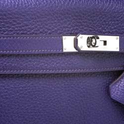 Pre Owned Hermes Ultraviolet Clemence Leather Palladium Hardware Kelly Retourne 35 Bag