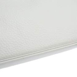Hermes White Taurillon Clemence Leather Palladium Hardware Shoulder Birkin 42 Bag