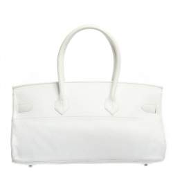 Hermes White Taurillon Clemence Leather Palladium Hardware Shoulder Birkin 42 Bag
