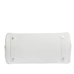 Hermes White Taurillon Clemence Leather Palladium Hardware Shoulder Birkin 42 Bag
