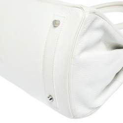 Hermes White Taurillon Clemence Leather Palladium Hardware Shoulder Birkin 42 Bag