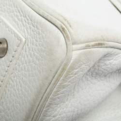 Hermes White Taurillon Clemence Leather Palladium Hardware Shoulder Birkin 42 Bag