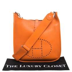 Pre Owned Hermes Feu Togo Leather Evelyne III PM Bag