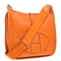 Pre Owned Hermes Feu Togo Leather Evelyne III PM Bag