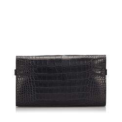 Hermes Black Alligator Leather Kelly Wallet