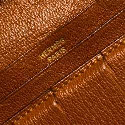 Pre Owned Hermes Orange Alligator Bearn Gusset Wallet