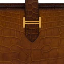 Pre Owned Hermes Orange Alligator Bearn Gusset Wallet