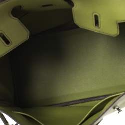Hermes Apple Green Swift Leather Palladium Hardware Birkin 25 Bag
