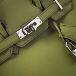 Hermes Apple Green Swift Leather Palladium Hardware Birkin 25 Bag