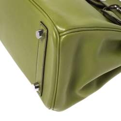 Hermes Apple Green Swift Leather Palladium Hardware Birkin 25 Bag