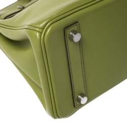 Hermes Apple Green Swift Leather Palladium Hardware Birkin 25 Bag