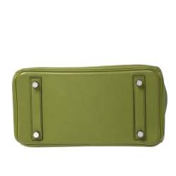 Hermes Apple Green Swift Leather Palladium Hardware Birkin 25 Bag