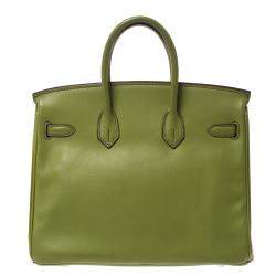 Hermes Apple Green Swift Leather Palladium Hardware Birkin 25 Bag