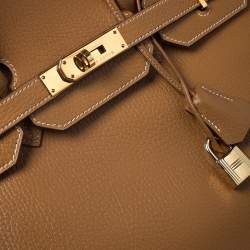 Pre Owned Hermes Natural Sable Ardennes Leather Gold Hardware Birkin 35 Bag