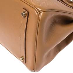 Pre Owned Hermes Natural Sable Ardennes Leather Gold Hardware Birkin 35 Bag