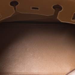 Pre Owned Hermes Natural Sable Ardennes Leather Gold Hardware Birkin 35 Bag