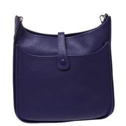 Pre Owned Hermes Ultraviolet Clemence Leather Evelyne III GM Bag