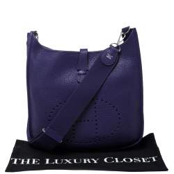 Pre Owned Hermes Ultraviolet Clemence Leather Evelyne III GM Bag
