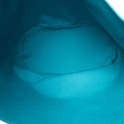 Pre Owned Hermes Blue Atoll Canvas Beach Tote