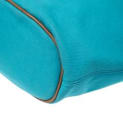 Pre Owned Hermes Blue Atoll Canvas Beach Tote
