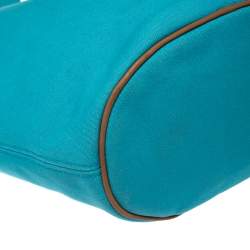 Pre Owned Hermes Blue Atoll Canvas Beach Tote