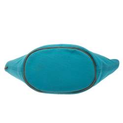 Pre Owned Hermes Blue Atoll Canvas Beach Tote