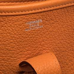 Hermes Orange Clemence Leather Evelyne III GM Bag