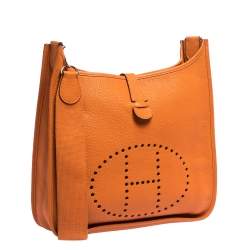 Hermes Orange Clemence Leather Evelyne III GM Bag