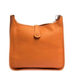 Hermes Orange Clemence Leather Evelyne III GM Bag