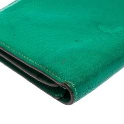 Pre Owned Hermes Menthe Chevre Leather Bearn Gusset Wallet