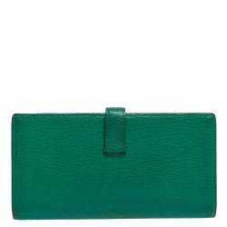 Pre Owned Hermes Menthe Chevre Leather Bearn Gusset Wallet