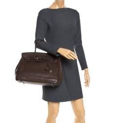 Hermes Cacao Vache Liegee Leather Palladium Hardware Birkin 35 Bag