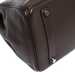 Hermes Cacao Vache Liegee Leather Palladium Hardware Birkin 35 Bag