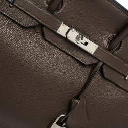 Hermes Cacao Vache Liegee Leather Palladium Hardware Birkin 35 Bag
