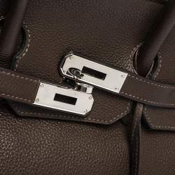 Hermes Cacao Vache Liegee Leather Palladium Hardware Birkin 35 Bag