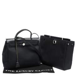 Hermes Black Canvas and Leather 2 in 1 Herbag 31