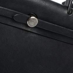 Hermes Black Canvas and Leather 2 in 1 Herbag 31