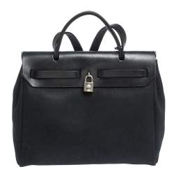 Hermes Black Canvas and Leather 2 in 1 Herbag 31