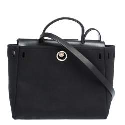Hermes Black Canvas and Leather 2 in 1 Herbag 31