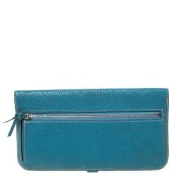 Pre Owned Hermes Blue Vache Liegee Leather Dogon Wallet