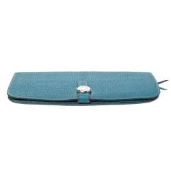 Pre Owned Hermes Blue Vache Liegee Leather Dogon Wallet