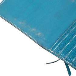 Pre Owned Hermes Blue Vache Liegee Leather Dogon Wallet