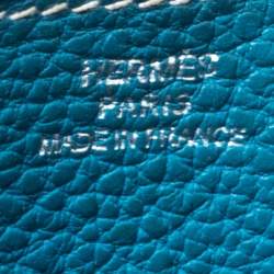 Pre Owned Hermes Blue Vache Liegee Leather Dogon Wallet